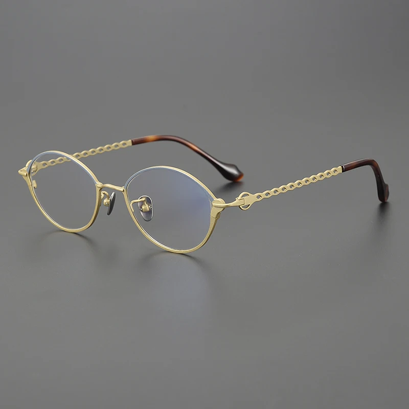 Niche glasses frame men and women retro literary designer oval ultralight titanium personality fashion prescription myopia glass