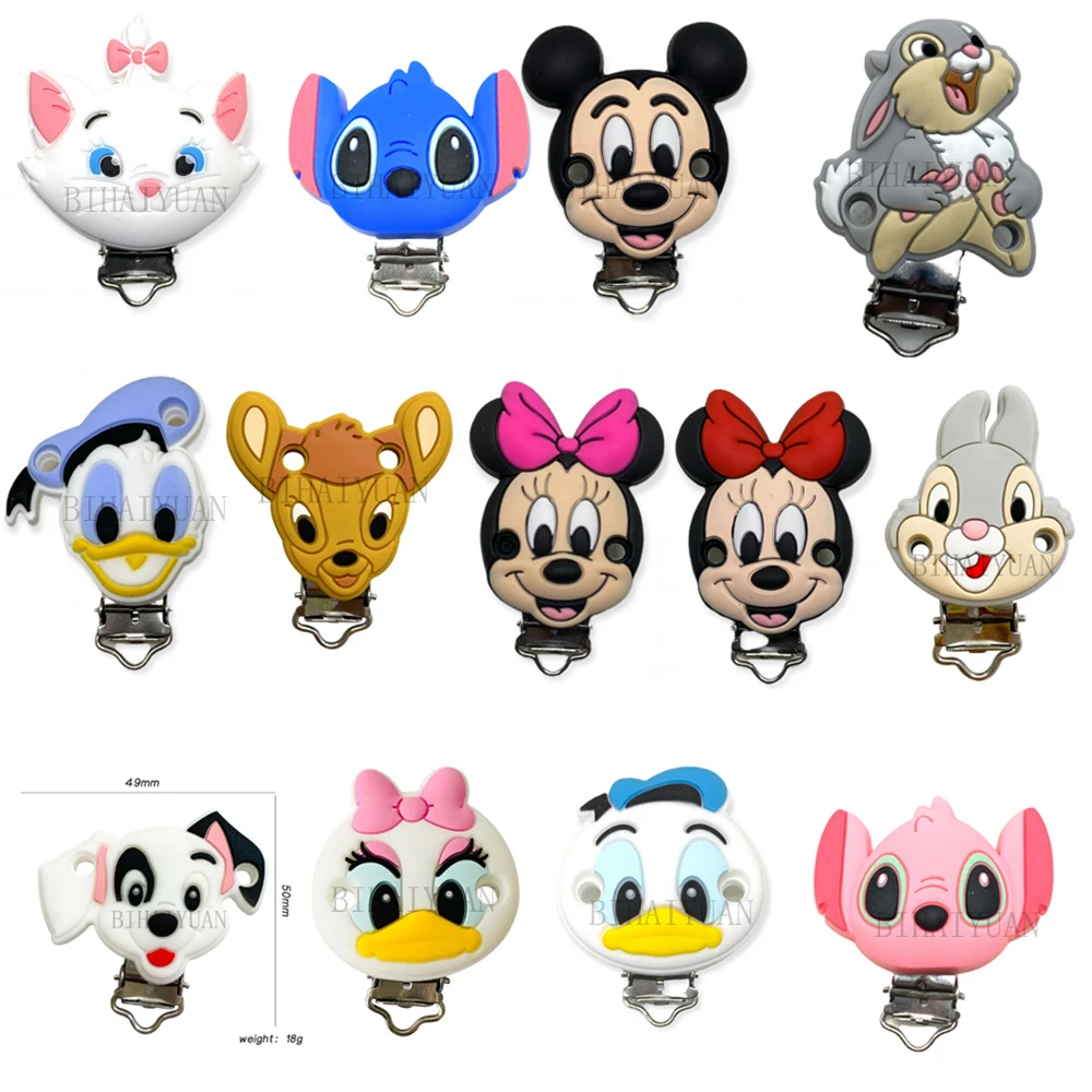 1pcs marie cat Minnie mouse stitch Silicone clip Baby DIY Pacifier Chain Clips Beads pen Toy Jewelry Accessories