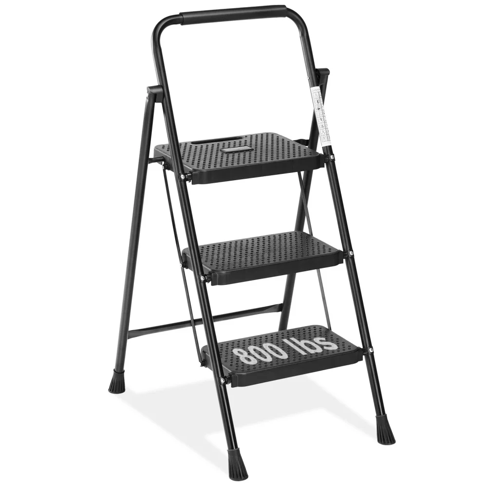 

2 Non-slip step ladder, quick folding steel ladder Sturdy metal supported household tools for home/office work at altitude