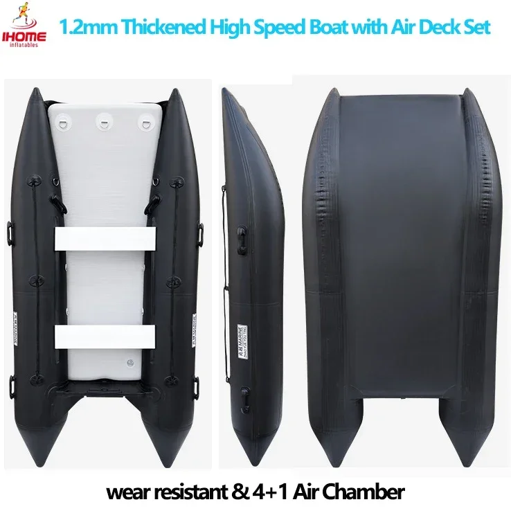 

1.2mm Thickened High Speed Boat with Air Deck Set 4+1 Air Chamber LUYA Fishing Platform Flathead Pontoon Inflatable Boats