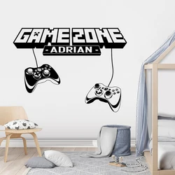 Custom Name Game Zone Controller Wall Sticker Decal Boy Playroom Graffiti Video Game Joystick Game room Home Decor