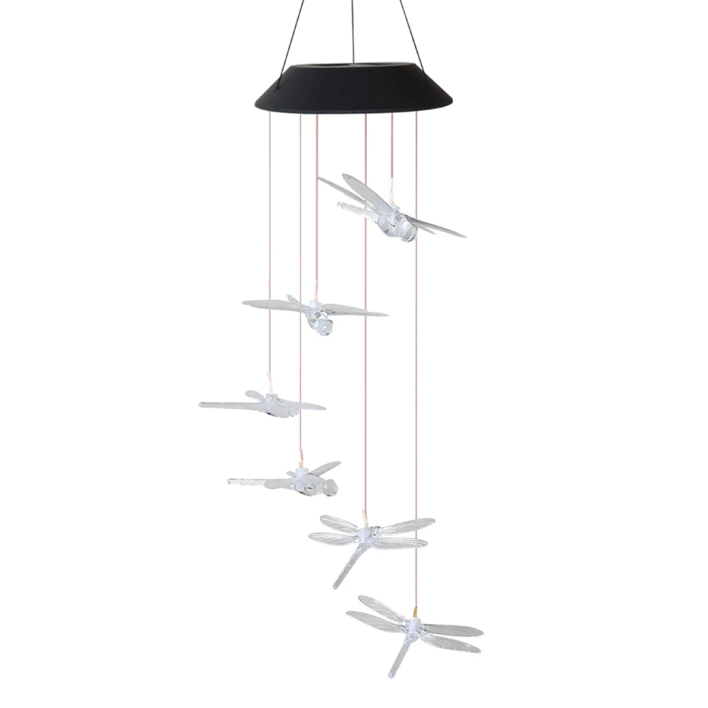 

Solar Wind Chime Light LED Color Changing Wind-bell Dragonfly Chimes Outdoor Moon Decorative Colorful