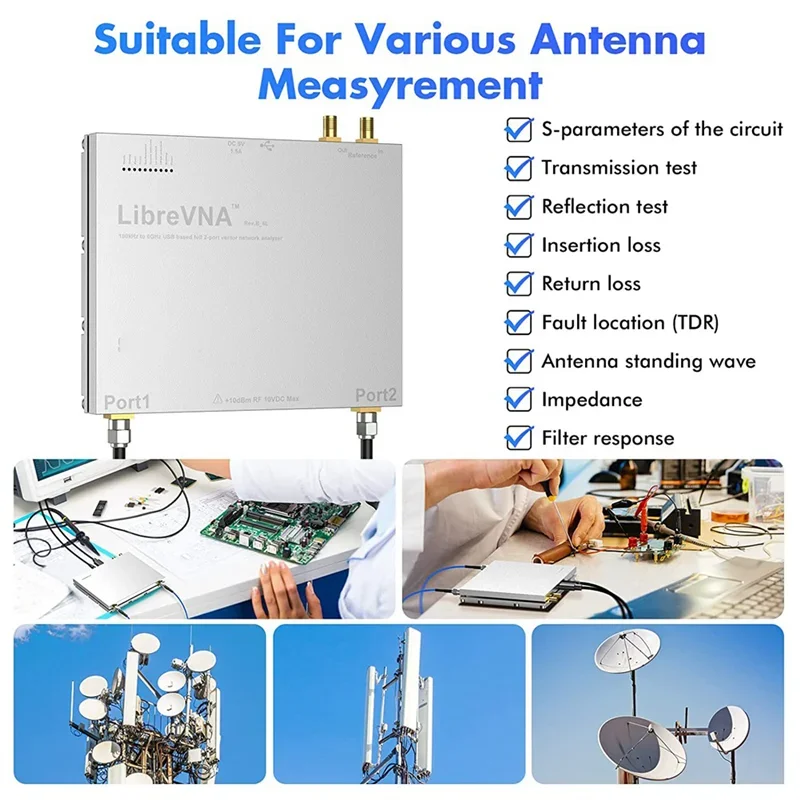 Upgraded LibreVNA 2.0 100kHz-6GHz Vector Network Analyzer,NanoVNA Antenna Analyzer USB Based Full 2-Port External Input/Output