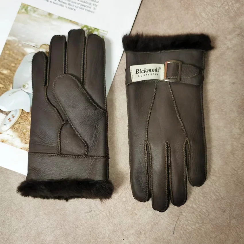 Winter Warm Sheepskin Fur Gloves Children\'s Leather Thick Primary School Students Windproof Fashion New Finger Gloves