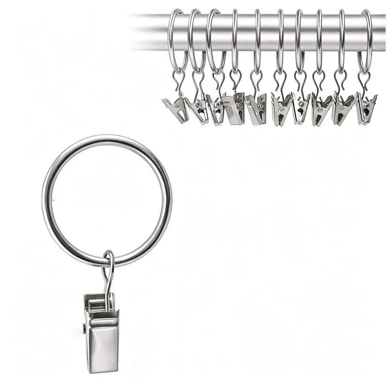 45 pcs 32mm Metal Curtain Hanger Rings with Easy Slide On Rod, ideal for Bathroom Shower Panels and Bedroom Window Curtains