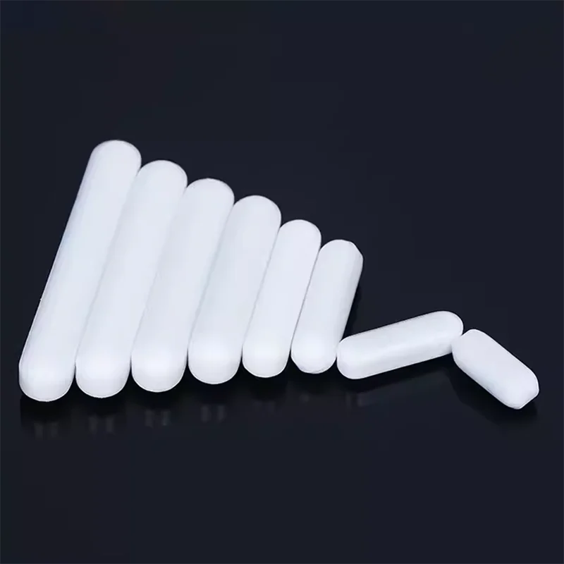 Agitador PTFE magnético para laboratório, barras de agitação misturadoras, cor branca sem anel pivô, 5PCs