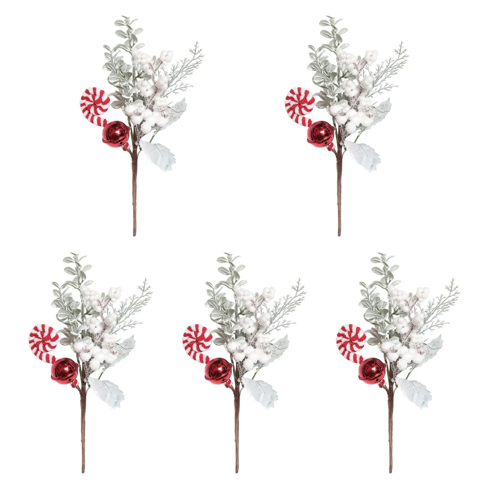 5Pcs Christmas Branches DIY Decorative Natural Ornament Artificial Flowers Trees for Acquaintances Neighbors Family Friends