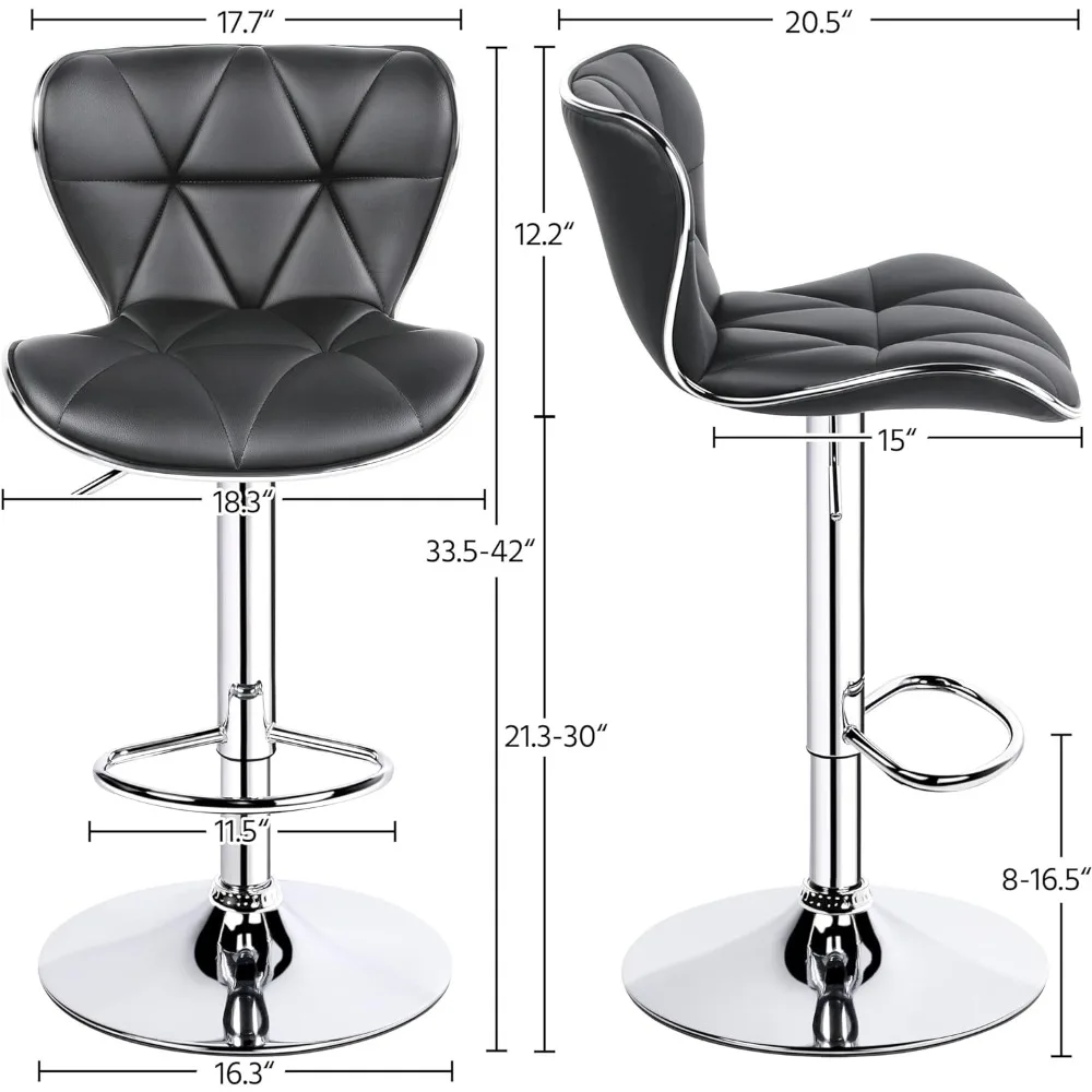 Ajustável PU Leather Bar Stools, Bar Stools, cadeira giratória, elegante, conjunto de 4