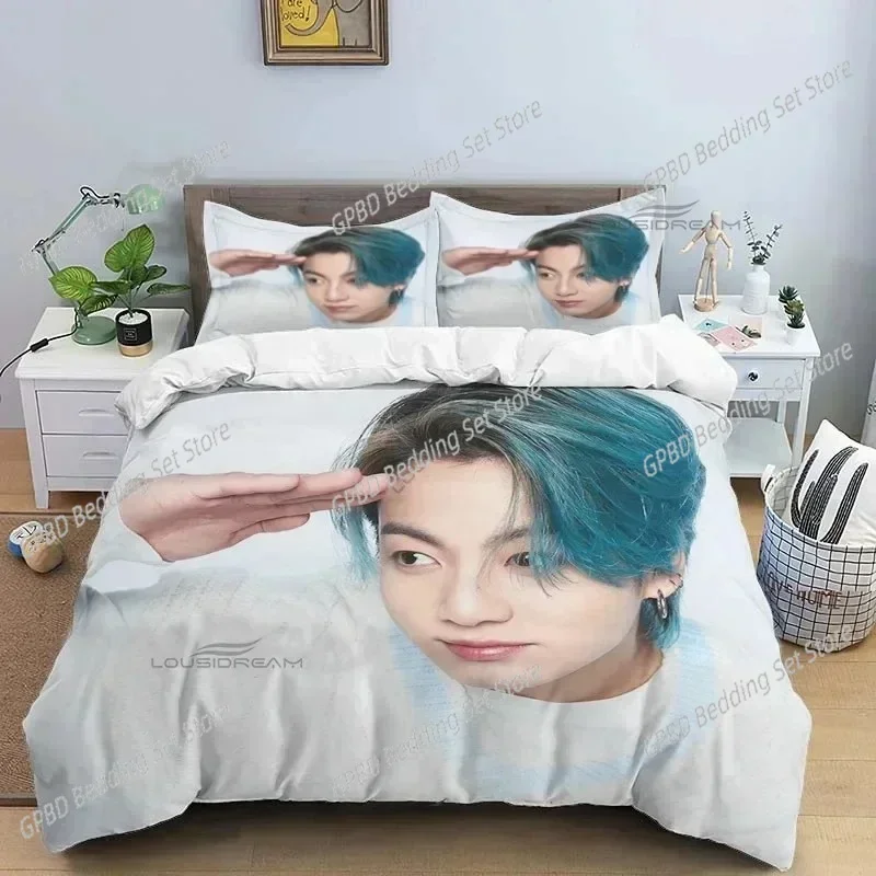 Korean Popular Male Singer Group Comfortable Duvet Quilt Cover Pillowcase Bedding Set Children Bedroom Decoration Home Textile