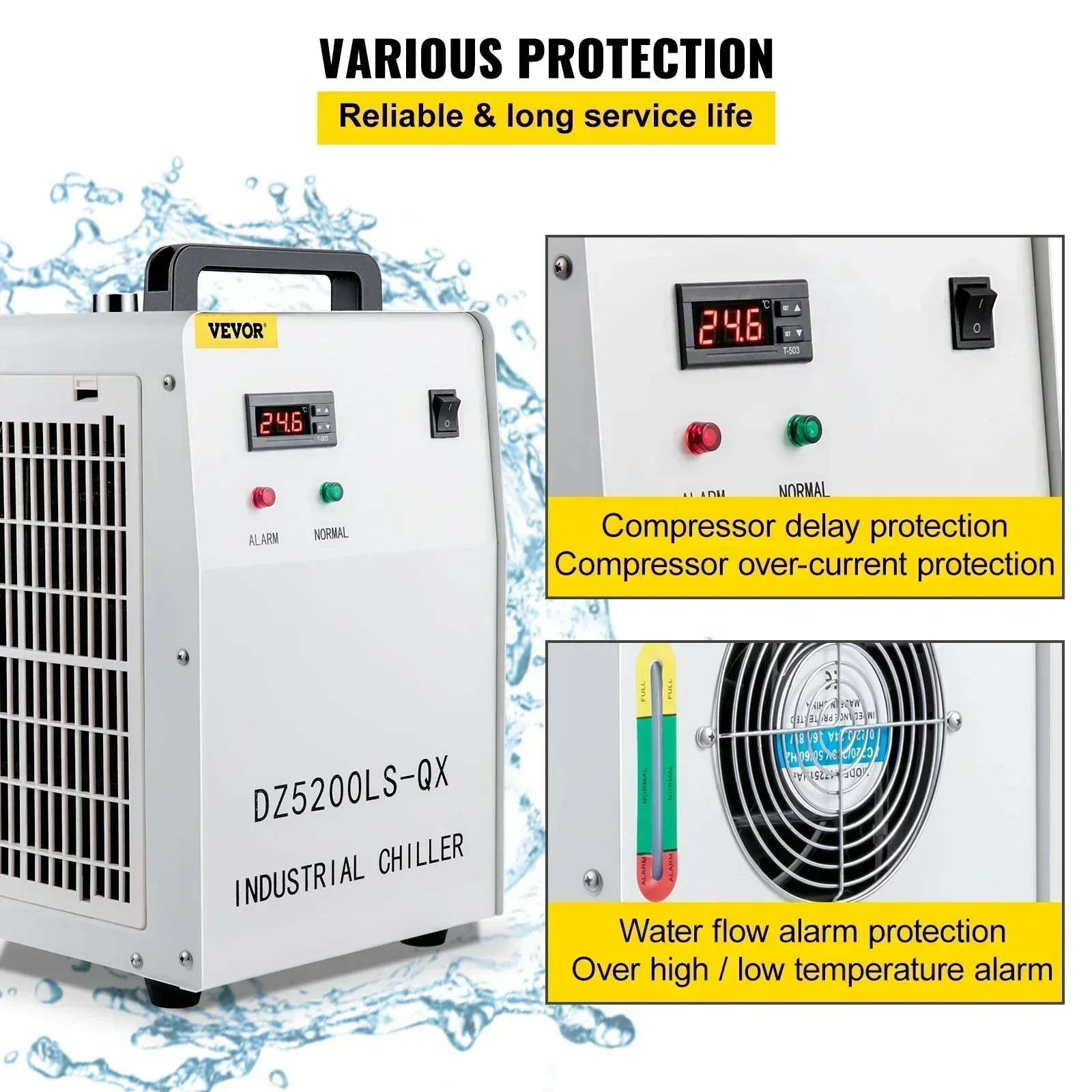 VEVOR – machine de gravure laser CNC de qualité industrielle, refroidisseur d'eau, tube laser CO2/verre dédié pour un refroidissement efficace