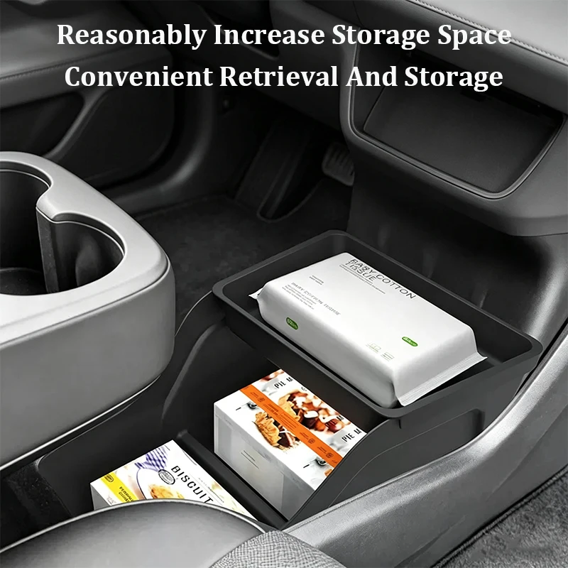 TPE Center Console Lower Storage Box Organizer Tray Container For Tesla Model Y Standard RWD 2026 Car Interior Accessories view 5