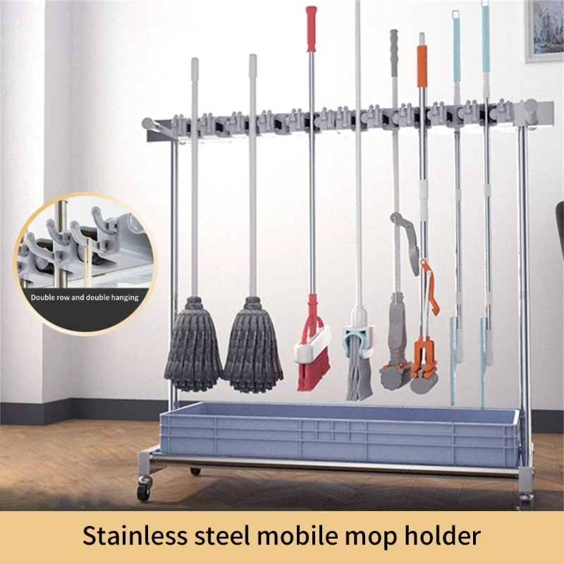 

Регулируемый настенный держатель для метлы, металлическая полка для хранения швабры для организации инструментов для уборки,