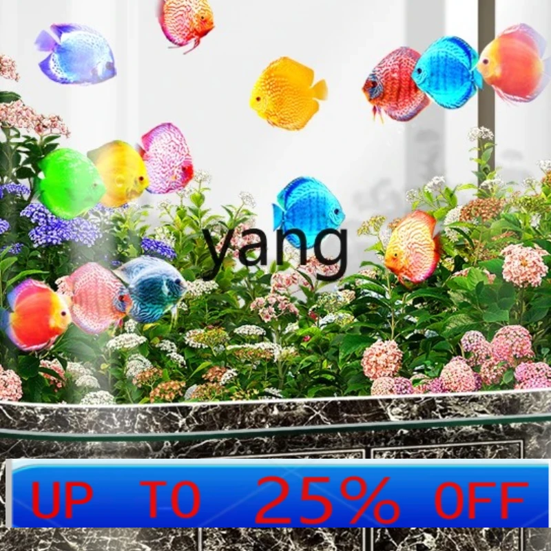 

LMM Arc Large Curved Fish Tank Living Room Home Small and Medium Ecological Goldfish Aquarium Glass Cylinder