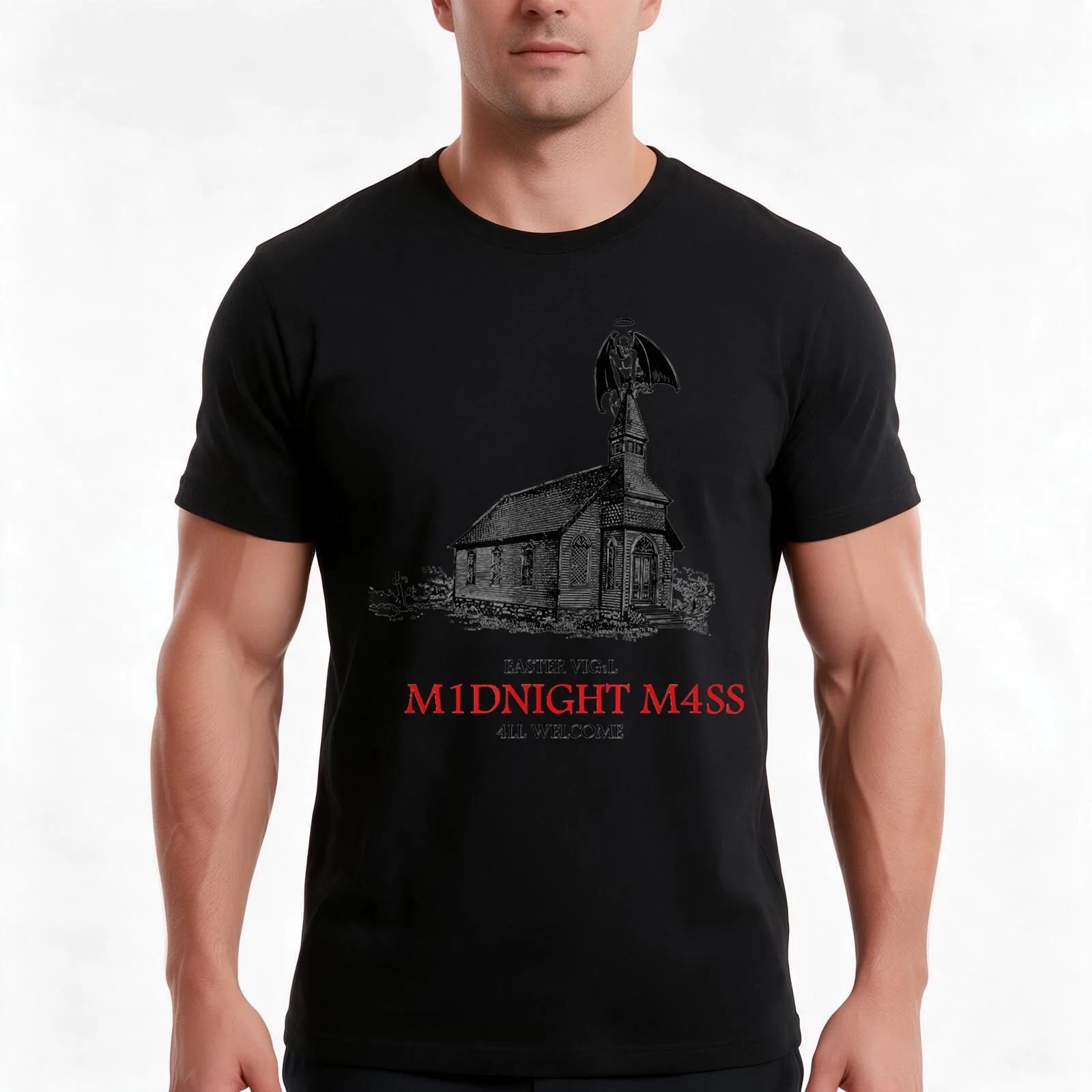 Midnight Mass Vampire Angel Demon Devil Classic T-Shirt, Summer Casual Cotton Tee, Oversized Streetwear Tops, Unisex Men Women