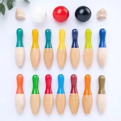 

1 set 1 Set Wooden Mini Bowling Early Educational Kit Indoor Outdoor Parent- Fun Birthday Gift Bowling Playset Balls