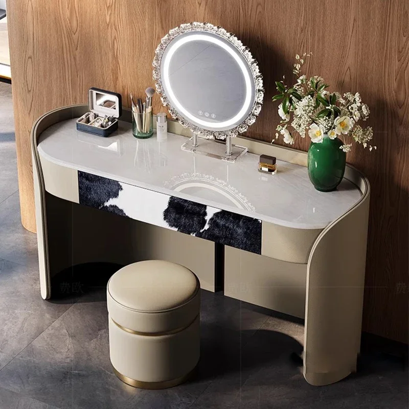 Makeup Storage Vanity Table Organizer Mirror Desk Chair Dressing Table Cosmetics Study Stool Mesa De Maquillaje Home Furniture