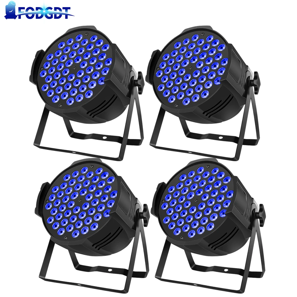 4PCS 54x3W LED Par Light Aluminium RGBW Wash Light 8 Channels DMX 512 Uplights Stage Lighting Effect Light for DJ DISCO Clubs