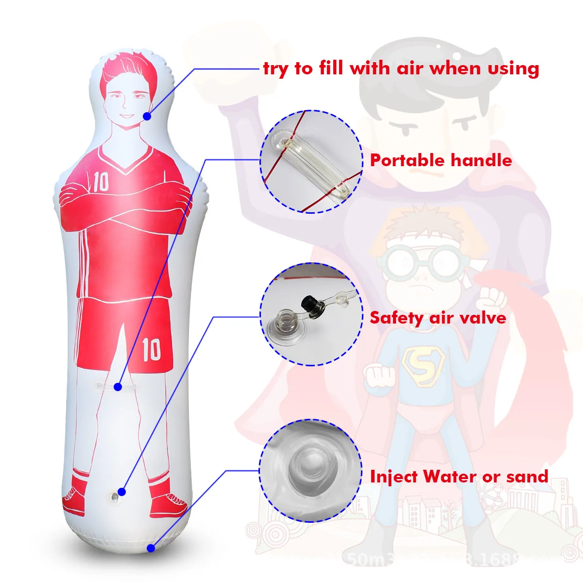 Inflatable Tumbler Boxing Post, Soccer Football Training Equipment, Football, Round-the-Stick Training, Goalkeeper Training