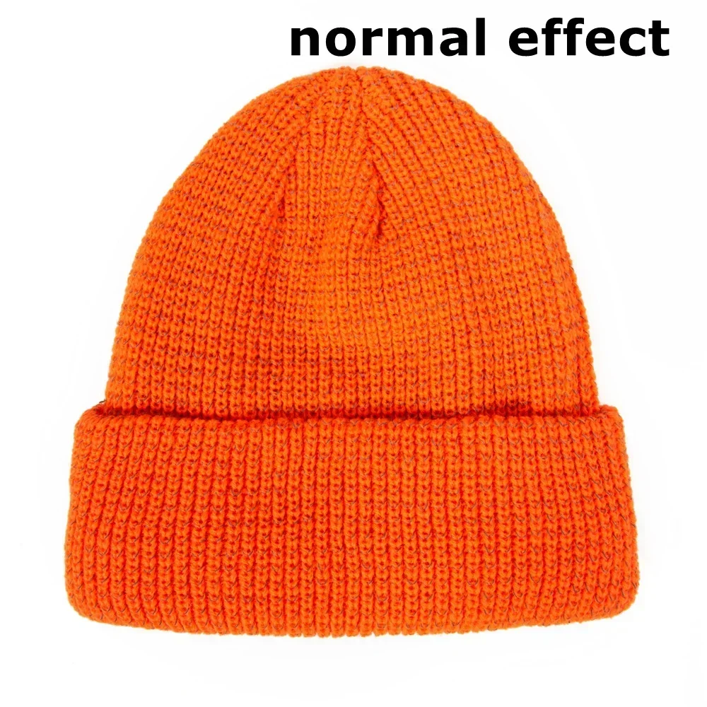 TOHUIYAN Men Women Reflective Knitted Hat Autumn Winter Gorro Beanies Hats Outdoor Windproof Thicken Warmer Bonnet Skull Caps