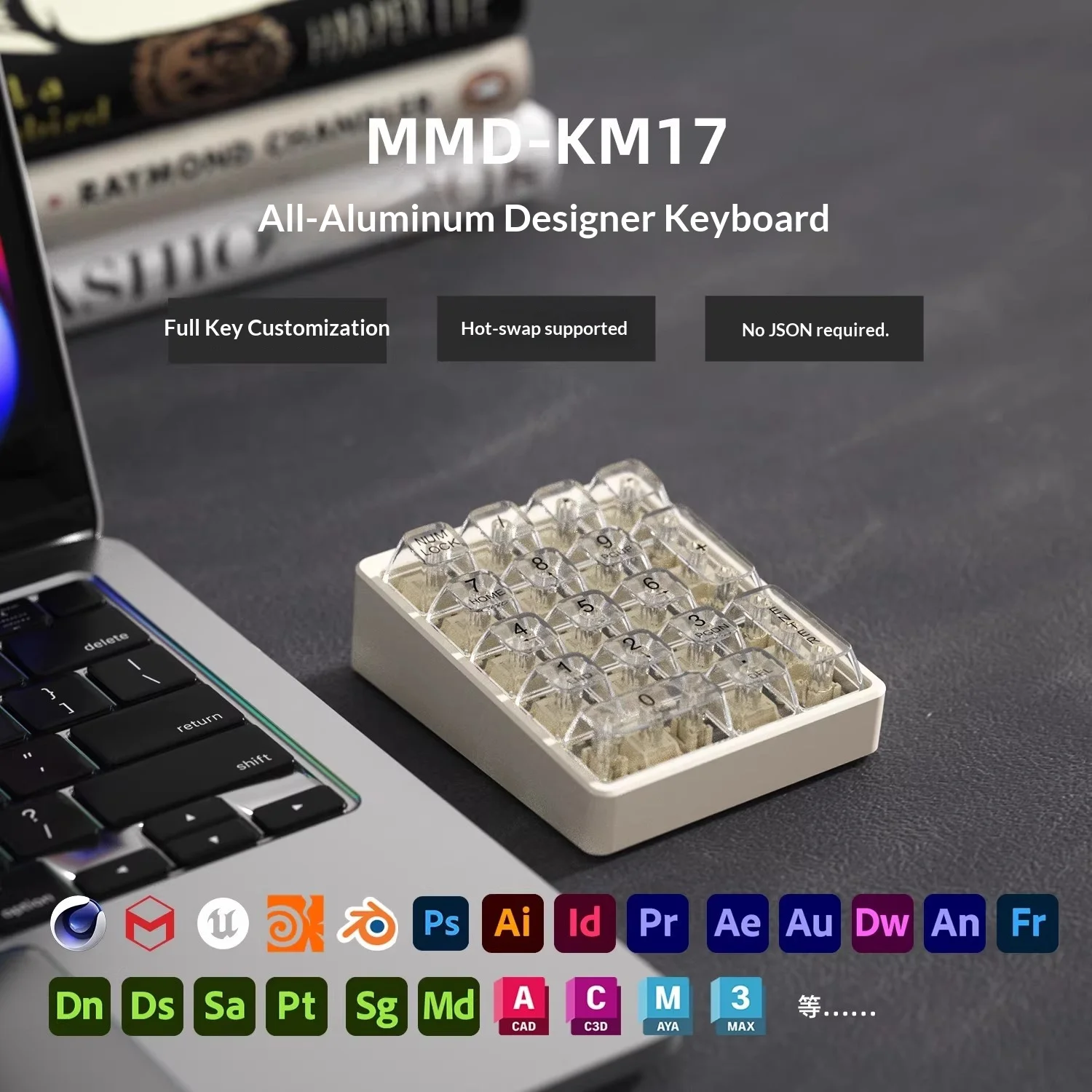 MMD KM17 Mechanical Keyboard Tri Mode Wireless Hot Swap Numeric Keypad Portable Light Weight Tongti CNC Carving Pc Accessories