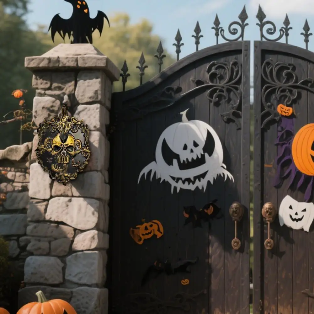 Halloween Home Decor Accessory Halloween Skull Doorbell Decoration with Light-up Eyeballs Spooky Skeleton Door Bell for Haunted