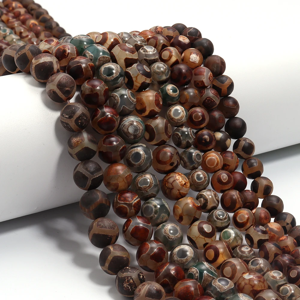 8/10mm Natural Stone Beads Vintage DZI Agate Round Loose Spacer Bead for Jewelry Making DIY Bracelets Necklace Accessories