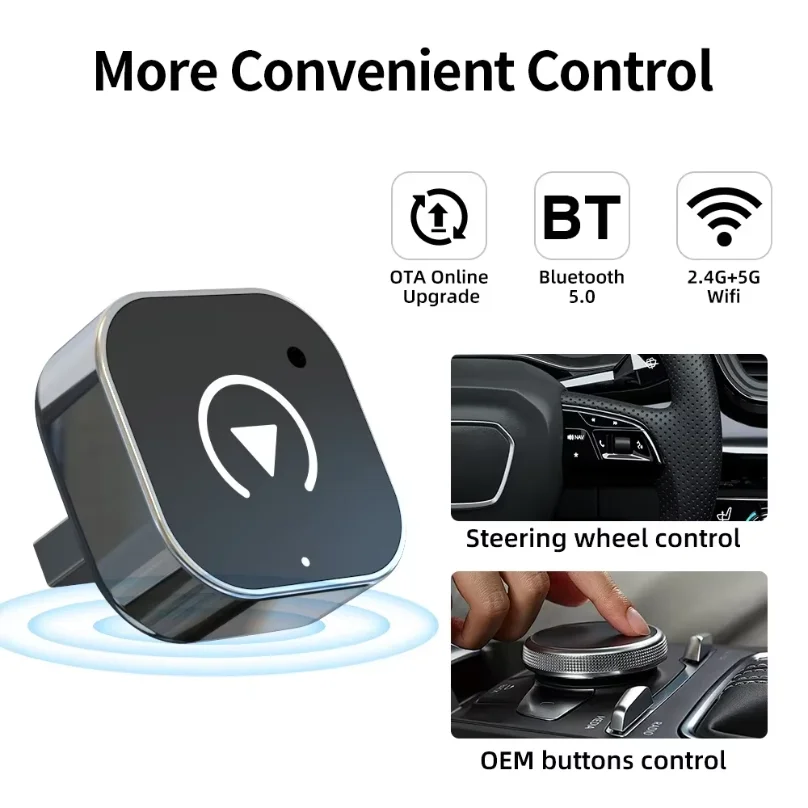 2026 2 in 1 Wireless CarPlay Dongle & 5Ghz WiFi Type-C/USB Plug Play OTA Update CarPlay Wireless
