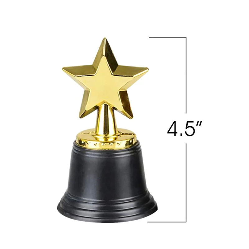 Trofei di stelle d'oro in plastica per bambini da 16 pezzi, trofeo premio color oro per calcio, calcio, Baseball, premio di carnevale, regalo per feste