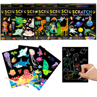 Rainbow Magic Scratch Drawing Tools 1Set Mermaid Ocean Boy Girl Reward Gift Colorful Paint Paper Bamboo Stick Art Class Prop ZYF