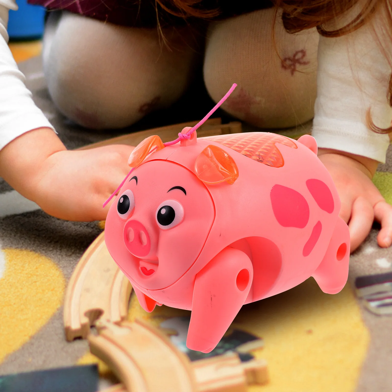 حبل خنزير كهربائي للمشي، ضوء موسيقي مقلد على شكل حيوانات للأطفال، هدية عيد ميلاد داخلية، ديكور خنزير كرتوني مضيء #5