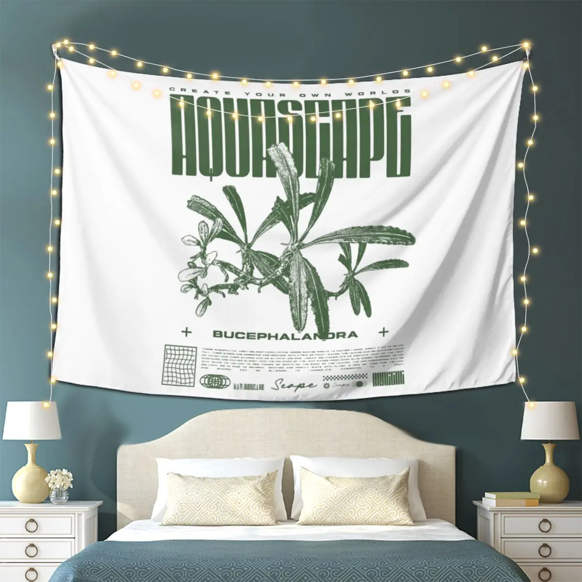 Aquascaping Bucephalandra Aquatic Plant Aquarium Tapestry Wall Hanging Aesthetic Home Decoration Tapestries Living Room Bedroom