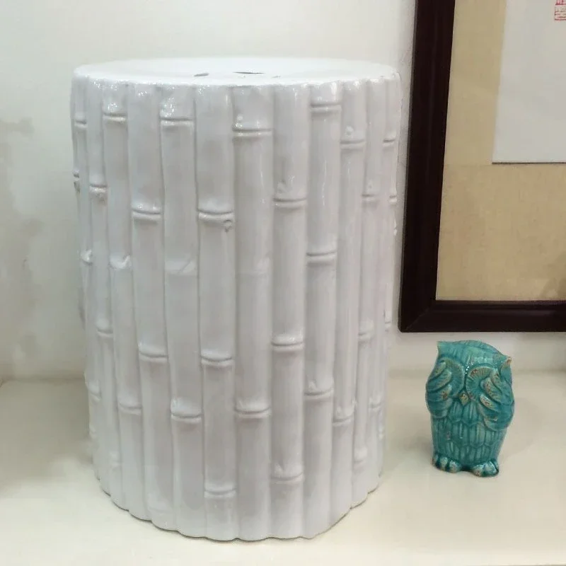 Local tyrant gold bamboo decoration medium and high temperature ceramic stool crafts