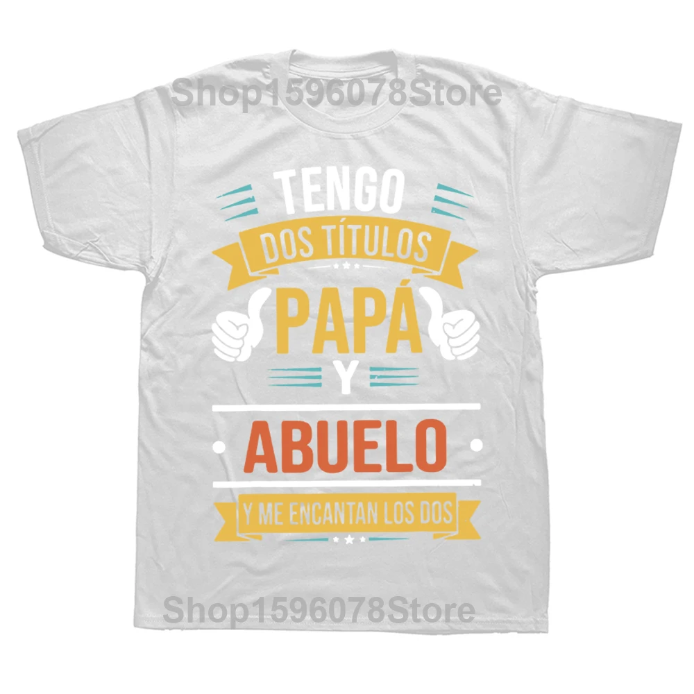 Ich habe zwei Titel Papa und Opa T-Shirt Retro lustige spanische Vater Geschenk Papa Camiseta Sommer lässige Baumwoll-T-Shirts – Detail 3