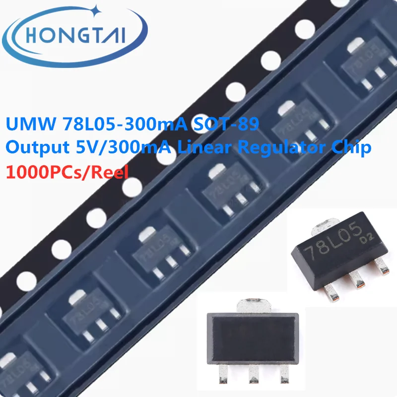 

1000PCs/Reel Free Shipping UMW 78L05-300mA SOT-89 Output 5V/300mA Linear Regulator Chip Original New