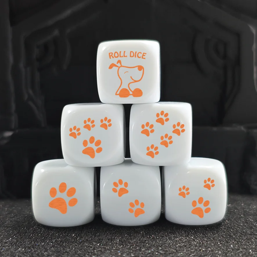 12 قطع D6 16 مللي متر لطيف الكلب نمط النرد قبول مخصص اللون النرد DND TRPG RPG نادي KTV ألعاب أطفال ملحقات لعبة #4