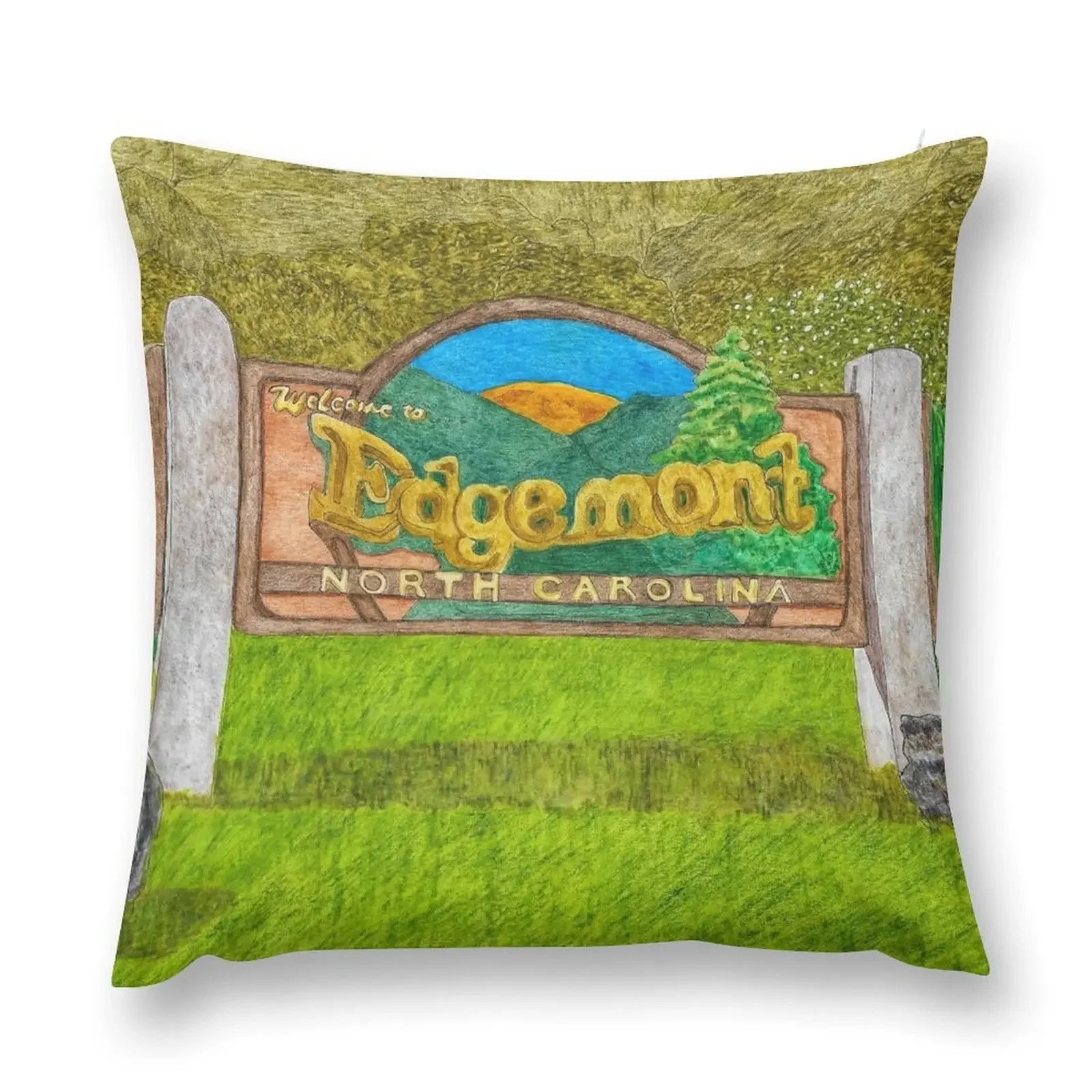 Edgemont, NC Welcome Sign Circa 1950s Throw Pillow Throw Pillow Covers Sitting Cushion pillow