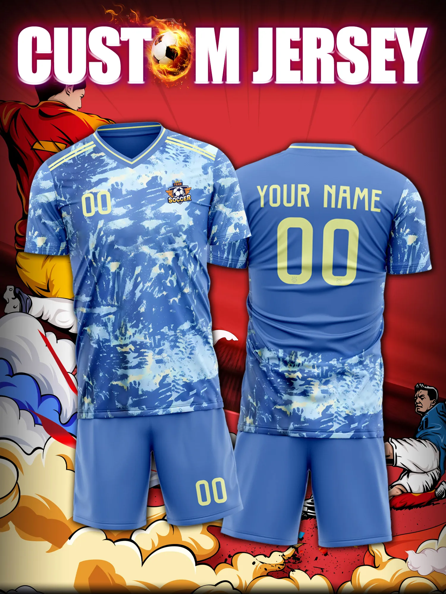 

Custom Soccer Jersey With Custom Image, Number And Name, European-American style international football shirt