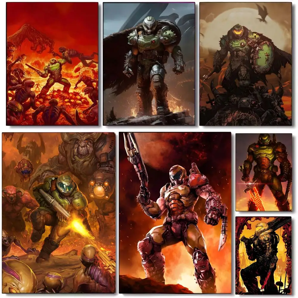 Hell Warrior Game D-DOOM Eternal Poster Wall art print art suitable for living room bedroom bar parlor home decor gift
