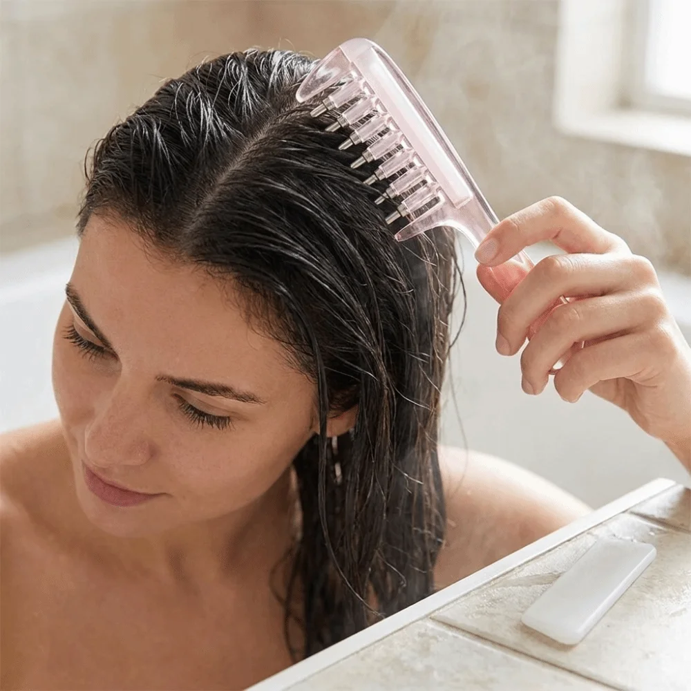 Wide-tooth Massage Guide Liquid Comb Anti-Static Anti-Frizz Hair Oil Comb Plastic Portable Hair Firming Applicator for Hair Care
