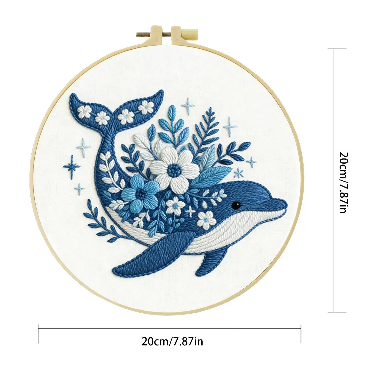 1 Stück 20X20CM/15X15CM 7,87/6,3 Zoll Blumen-Stickerei-Starter-Kit DIY-Kit DIY-Stickerei-Set Handarbeiten Nähkunst Malerei – Detail 4