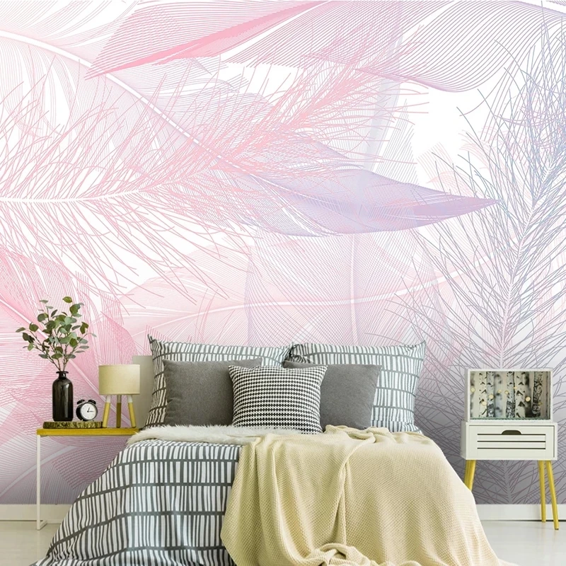 Custom Pink Feather 3D Photo Wallpaper Bedroom Modern Creative Mural Living room sofa TV background wall restaurant study Hotel