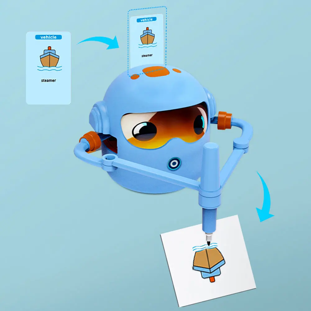 Kids Drawing Robot Early Educational Toys with 100 Cards Preschool Learning Activities Birthday Christmas Gifts for Boys Girls