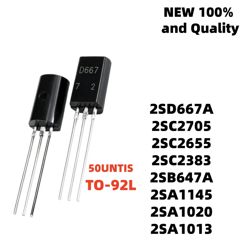 50UNTIS 100% Brand New 2SA1013 2SC2383 2SC2705 2SD667A 2SC2655 TO-92L 2SA1020 2SA1145 2SB647A transistor