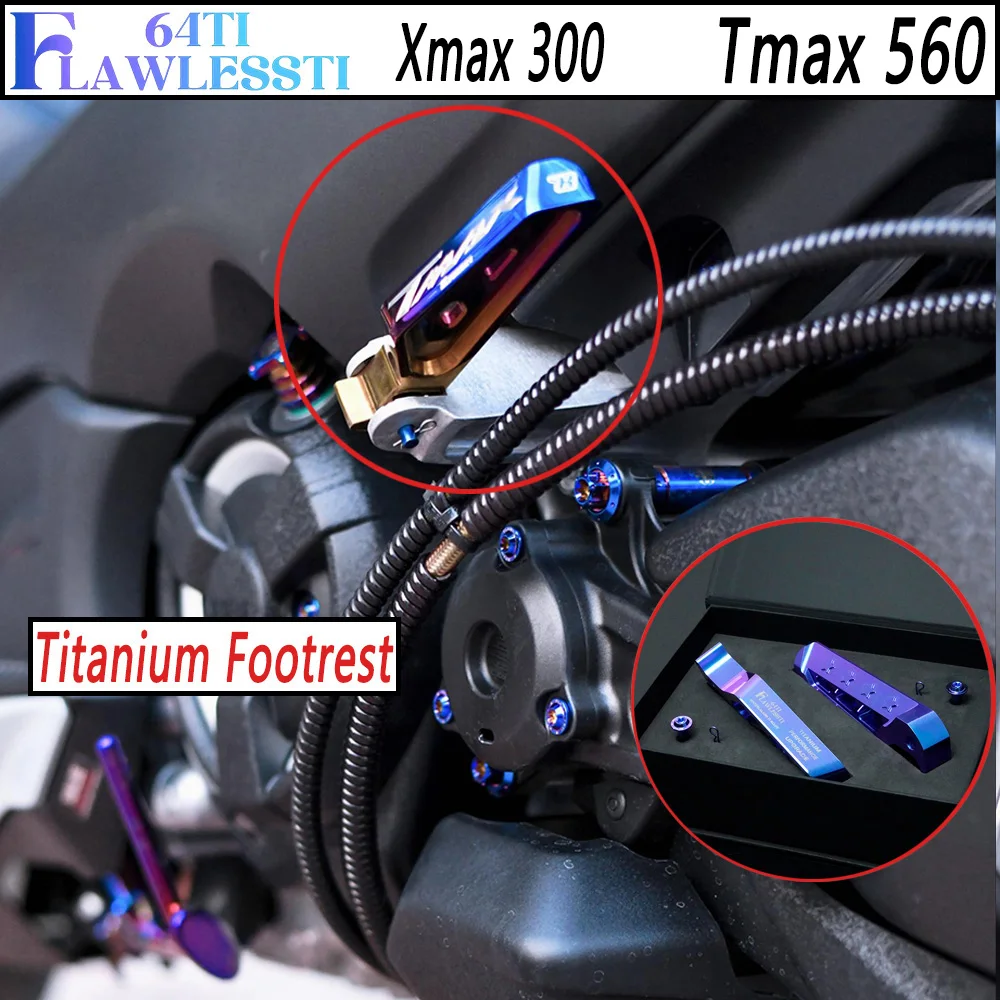 FLAWLESSTI Gr5 Titanium Footrest For Yamaha Tmax 560 Xmax 300