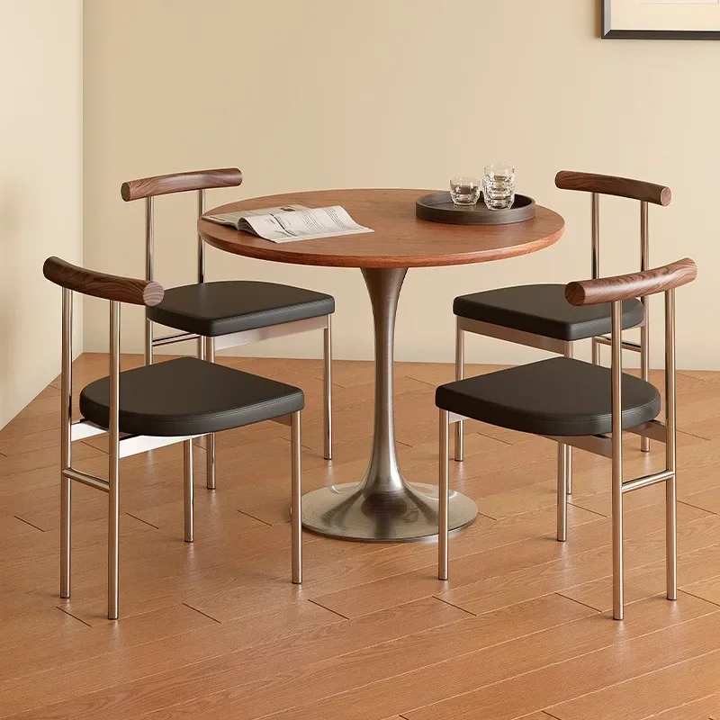 

Retro Luxury Dining Chair Nordic Solid Wood Metal Living Room Bedroom Vanity Chair Furniture Back Simple Modern Design Decor