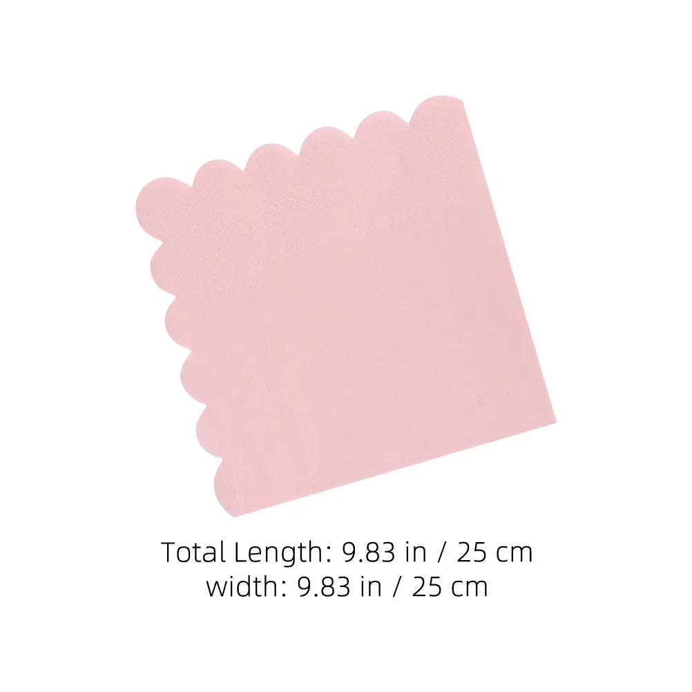 100Pcs Pink Scalloped Disposable Napkins Elegant Paper Party Shower Wedding Table Setting Absorbent Scalloped Napkins