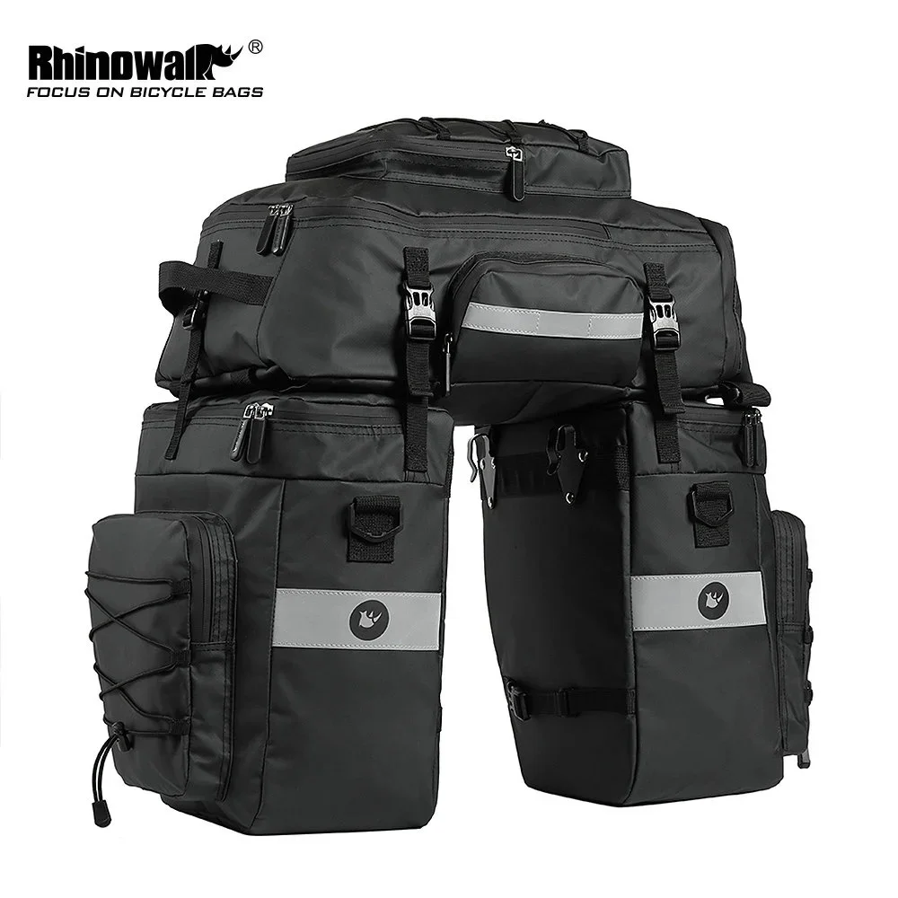 RHINOWALK MTB Bike Rear Seat Trunk Bag 3 in 1 Multifunction Bicycle Pannier Waterproof Double Side Cycling Luggage Pannier