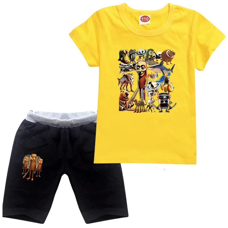 ملابس الاطفال تونغ تونغ ساهور الصيف طفل الفتيان تي شيرت دعوى باب الفتيات قصيرة الأكمام تي شيرت + السراويل 2 قطعة مجموعة