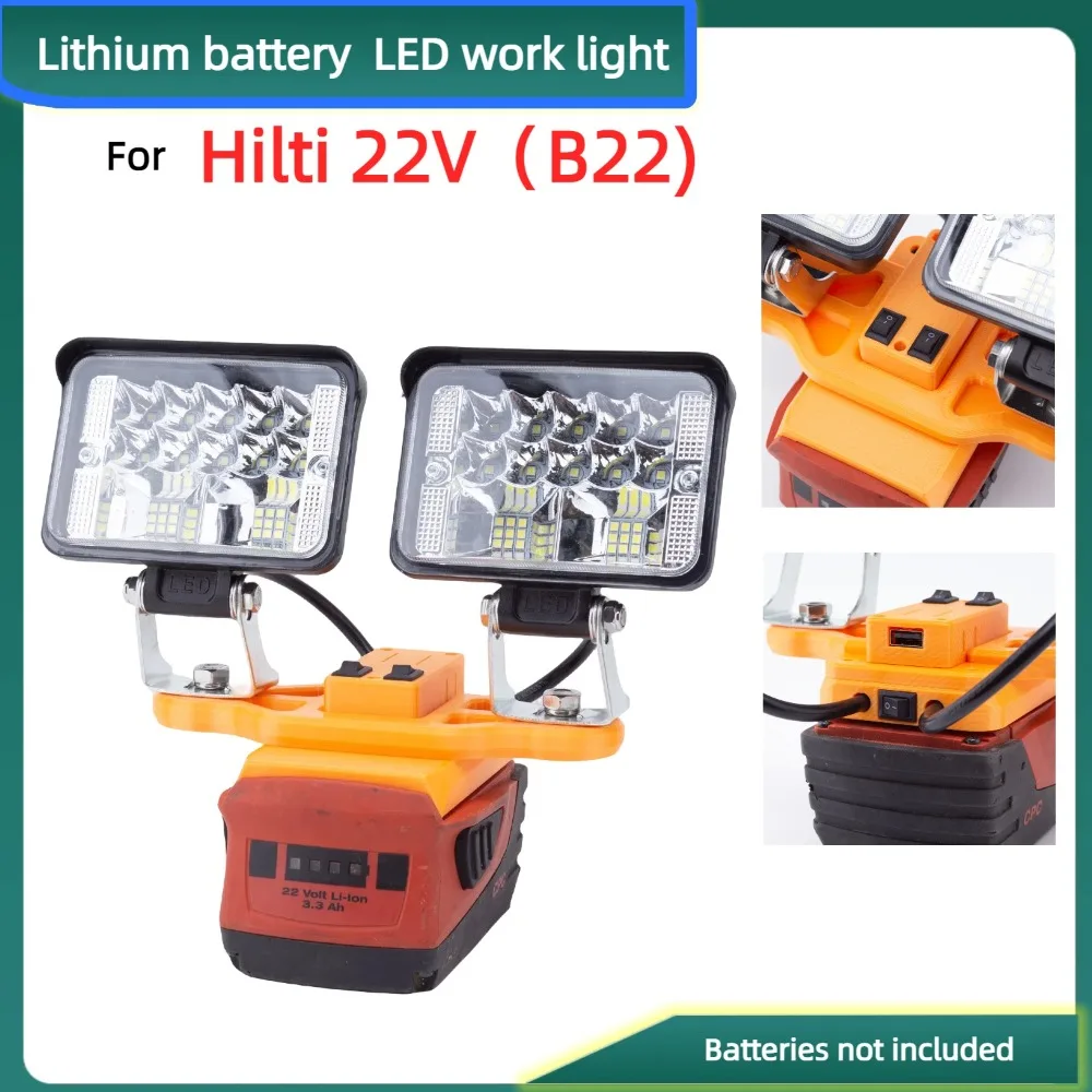 luz de trabalho led com bateria de litio para luz externa portatil alimentada por bateria hilti 22v b222 com usb excluindo bateria 01