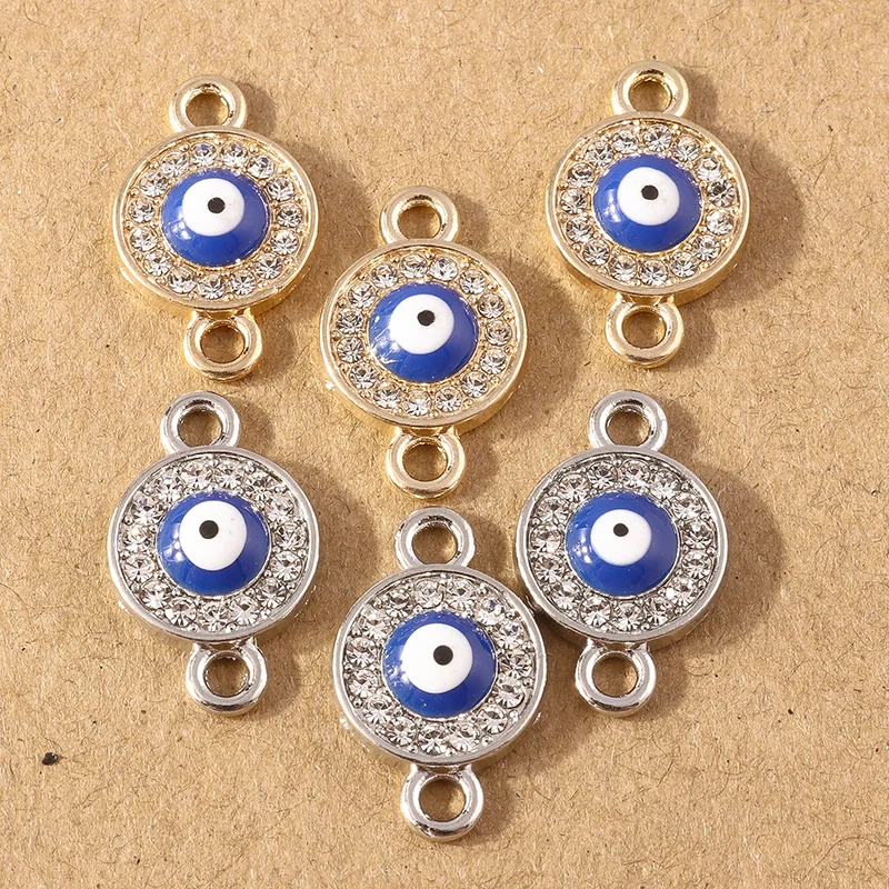 10 Stück Strass-Kristall-Glücksbringer-Anhänger mit bösen Augen zum Basteln von Ohrringen, Halsketten, Armbändern, DIY-Handschmuck und Accessoires – Detail 4